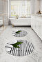 Printed Washable Non-Slip Base Stone Patterned Round Bath Mat Toilet Set - 7