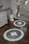 Classic Model Round Bath Mat Toilet Set with Digital Washable Frame - 3