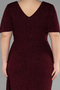 Burgundy Short Sleeve Slit Long Glittery Plus Size Evening Dress ABU39790 - 4