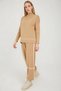 Women's Camel High Neck Stripe Detailed Palazzo Knitwear Sweater Trousers Set - 2