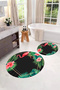 Digital Washable Colorful Flamingo Pattern Round Bath Mat Toilet Set - 2