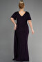 Purple Short Sleeve Slit Long Glitter Plus Size Evening Dress ABU39790 - 2