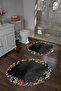 Digital Washable Colorful Floral Pattern Round Bath Mat Toilet Set - 5