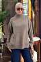 Mink Half Turtleneck Women's Sweater with Ribbed Detail Mg2156 - 5