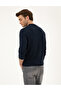 Navy Blue Melange Slim Fit Quarter Collar Basic Knitwear Sweater 50296564-Vr120 - 5