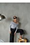 Women's Gray Madonna Collar Lycra Viscose Long Sleeve Blouse 28218 - 6