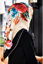 Women's Twill Silk Scarf Black Cream
