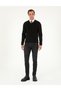 Black Slim Fit V-Neck Basic Sweater Sweater 50296583-Vr046 - 4
