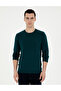 Green Slim Fit Crew Neck Wool Blend Basic Knitwear Sweater 50270054-Vr054