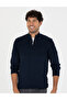 Navy Blue Slim Fit Zippered Stand Collar Sweater 50278093-Vr033 - 3