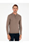 Mink Melange Slim Fit Polo Neck Basic Knitwear Sweater 50296623-Vr174
