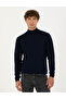 Navy Blue Slim Fit Half Turtleneck Wool Blended Basic Knitwear Sweater 50270055-Vr033 - 3