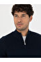 Navy Blue Slim Fit Zippered Stand Collar Sweater 50278093-Vr033 - 2