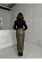 Leather Slit Detailed Midi Skirt - 5