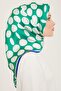 Green-white Polka Dot Pattern Sura Silk Scarf 9156-86 - 2