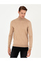 Beige Slim Fit Half Turtleneck Knit Sweater 50296414-Vr011