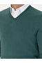 Green Slim Fit V-Neck Basic Knitwear Sweater 50276156-Vr054 - 7