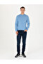 Blue Melange Slim Fit Quarter Collar Basic Knitwear Sweater 50276158-Vr113 - 4