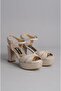 HSE 1360 WOMEN'S SHOES WITH PLATFORM HEEL (Heel:9cm Platform:3cm) GOLD SIM