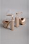 Select 646 platform closed front heel shoes (heel height: 13 cm platform: 4 cm) nude satin - 5