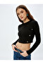 Crop Body Long Sleeve Round Neck Button Detail - 2