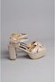 HSE 1360 WOMEN'S SHOES WITH PLATFORM HEEL (Heel:9cm Platform:3cm) GOLD SIM - 3