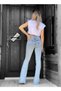 Light Snow Wash Spaghetti Leg Jeans High Waist Flare Jeans Collector - 6