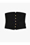 X Zeynep Bastık - Strapless Crop Top with Button and Pocket Detail