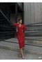 Women's Double Breasted Collar Balloon Sleeve Glittery Crepe Fabric Midi Dress - 4