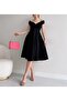 Women's short sleeve double breasted lapel skirt flounced crepe dress - 7