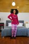 Fashion Line Women Combed Cotton Long Sleeve Pajamas Suit 4113