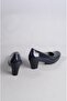Select 5116 genuine leather comfort heel women's shoe navy blue printed leather - 4
