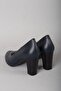 Select 736 genuine leather heel women's shoe (8cm) navy blue - 5