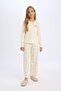 Dfc - Girl's Regular Fit Ribbed Camisole Printed Long Sleeve Pajamas Set - 2