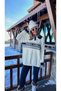 Women's Polo Neck Lettering and Stripe Detailed Loose Knitwear Sweater Standard Size Smlxl Matching - 5