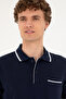 Men's Regular Fit Polo Neck Navy Blue T-Shirt 50287108-Vr033 - 2