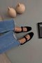 Foden Women's Ribbon Detail Velvet Ballerina Black - 2
