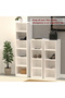 Wooden Storage Display Shelves 4-Tier Freestanding, Box Shelves, White - 3