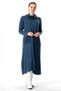 Long Sleeve Sevda Wide Neck Autumn and Winter Knitwear Dress with Pockets Indigo Indg - 5