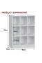 Wooden Display Shelves with 9 Storage Compartment, Freestanding, White - 2
