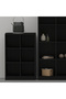 Wooden Display Shelves with 6 Storage Compartment, Freestanding, Black - 5