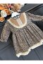 Lace Detailed Leopard Patterned Cotton Baby Girl Dress - 2