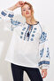 Women's Blue Ecru Embroidered Linen Blouse 902 - 2