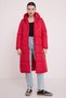 Women's Red Hooded Long Puffer Coat 5120