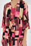 Women's Fuchsia Black Patterned Short Sleeve Viscose Dress 1959 - 5