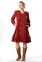 Long Sleeve Universe Flannel V-Neck Autumn and Winter Floral Pattern Ruffle Short Dress Burgundy Brd - 7