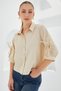 Women's Beige Crop Shirt with Sleeve Detail 20246 - 3