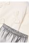 Girl's Sweat Leggings Set Beige-Black 4707 - 2