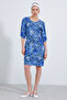 Women's Cobalt Blue Rose Patterned Midi Dress 2477 - 3