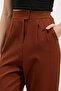 Women's Brown High Waist Fabric Pants 6612 - 3